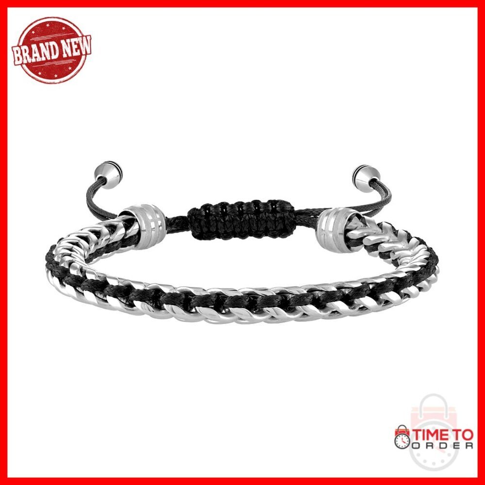 Men's Stainless Steel Link Bracelet Adjustable Bolo Sliding Cuff